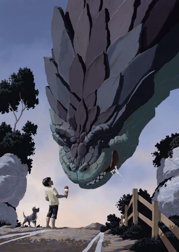 A boy, a dragon and an ice cream cone